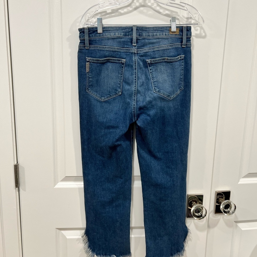 PAIGE Hoxton Straight Ankle Norfolk Jeans Frayed Hem Cropped Denim Size 30 - Picture 4 of 12